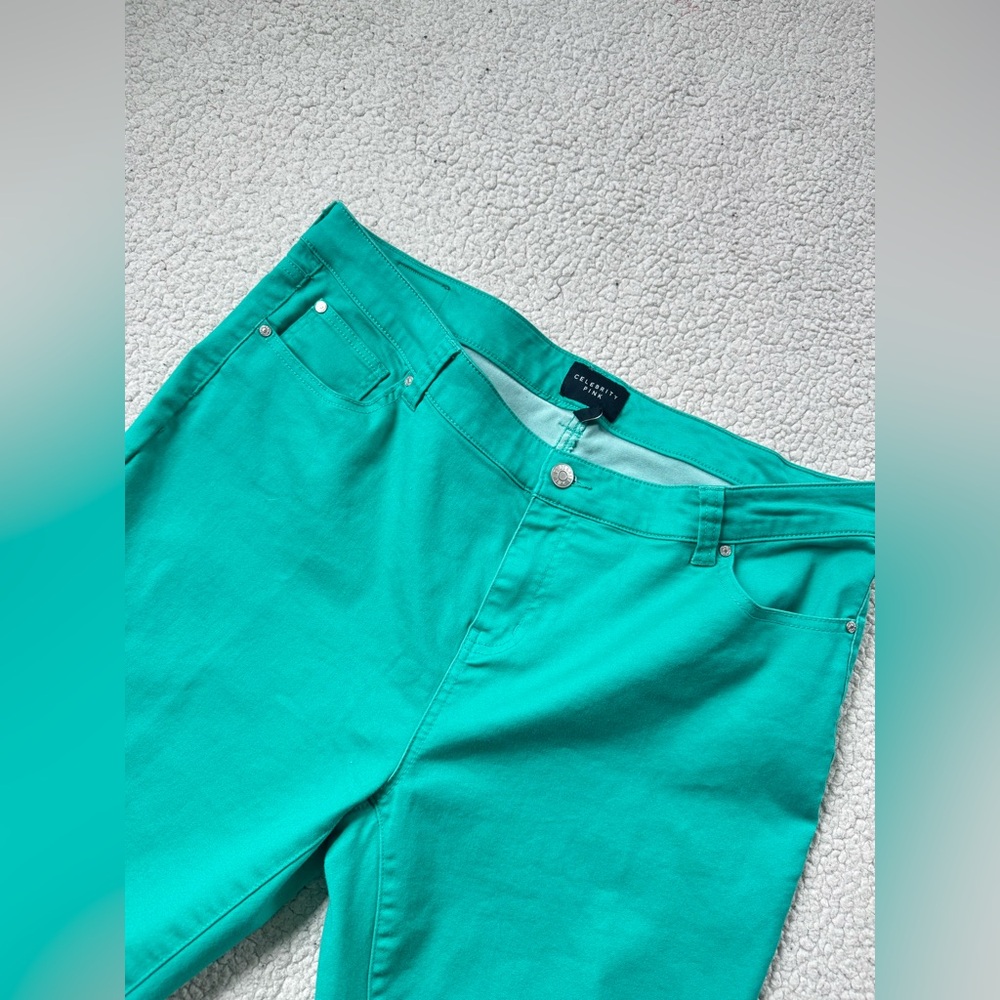 Talbots size 22w Vibrant Teal Green Stretchy Jeans - Picture 3 of 7